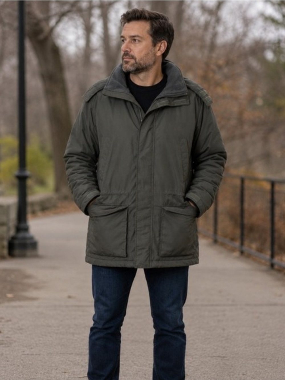 Lands' End Vintage Squall Parka Heavyweight Fleece Lined Jacket Men's L 42-44